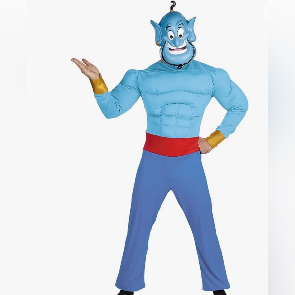 mens Aladdin - Genie Adult Muscle Chest Costume Blue